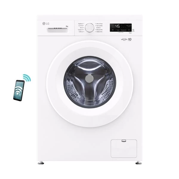 LG Πλυντήριο Ρούχων 9kg με Ατμό 1400 Στροφών F4X1009NWH