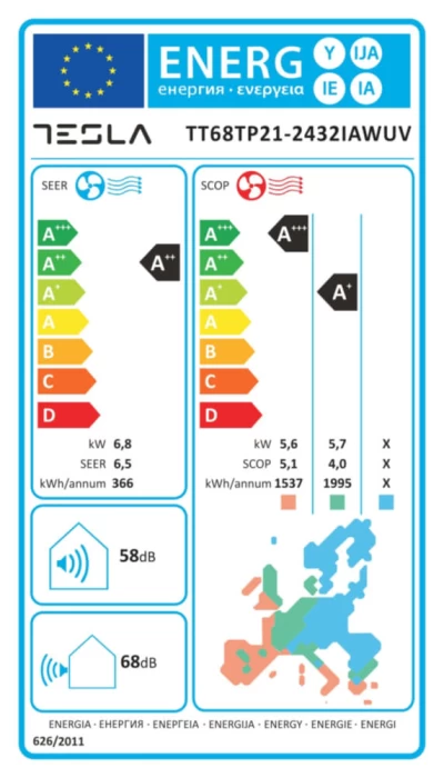 (Preview 2) Tesla Κλιματιστικό Inverter 24000 BTU A++/A+ με WiFi TT68TP21-2432IAWUV