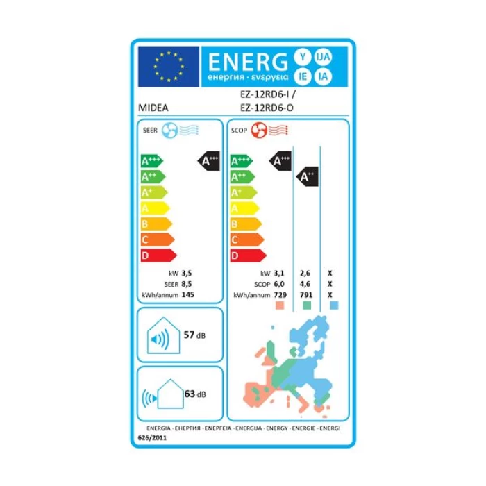 (Preview 6) Midea EZ12RD6 Solstice White 12.000 BTU/h Κλιματιστικό Inverter