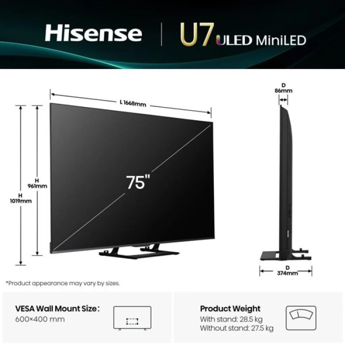 (Preview 3) Hisense Mini-LED 75U7Q 75'' Τηλεόραση Smart 4K