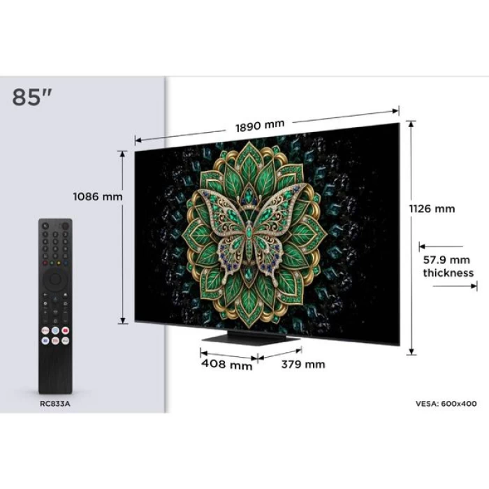 (Preview 2) TCL QD Mini LED 85C6K Pro 85 Τηλεόραση Google TV 4K