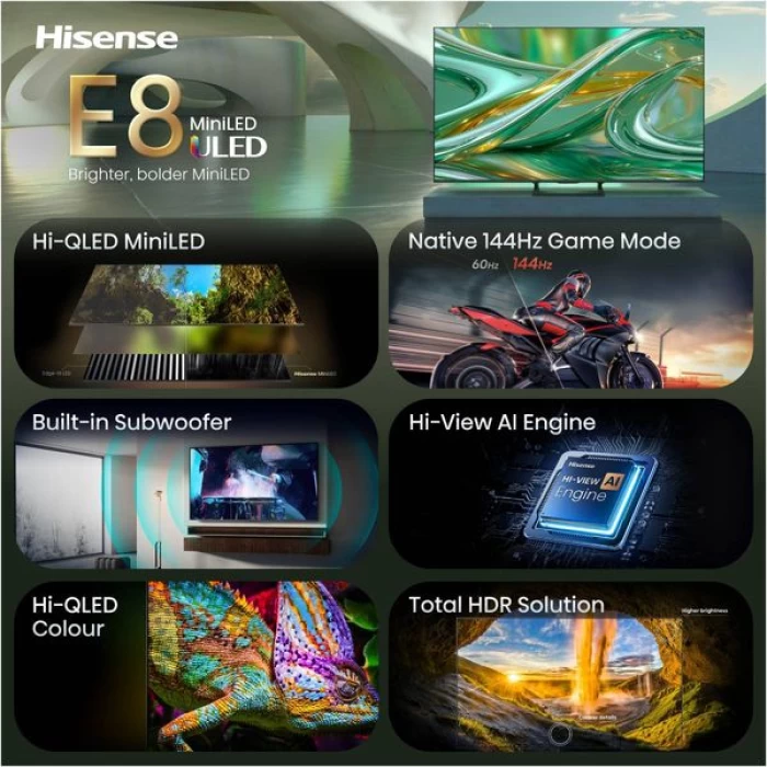 (Preview 3) Hisense Hi-QLED Mini LED 85E8S 85 Τηλεόραση Smart 4K