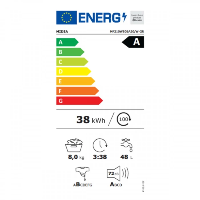 (Preview 3) Midea Πλυντήριο Ρούχων 8kg MF210W80BA20/W-GR